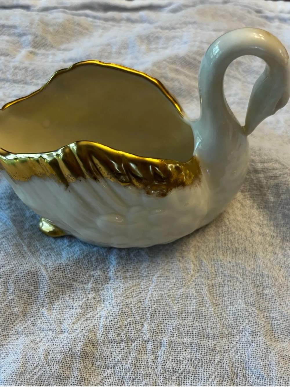 Vintage Lenox Cream Porcelain Swan with Gold Trim